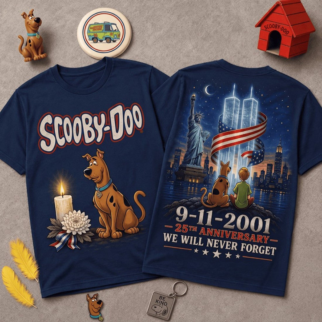Scooby Doo 9 11 Memorial 25th Anniversary T-Shirt We Will Never Forget Shirt Scooby Doo Merch - Merchluma