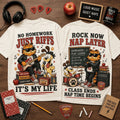 Garfield No Homework Just Riffs It's My Life T-Shirt Funny Music Teacher Back To School Shirt - Merchluma