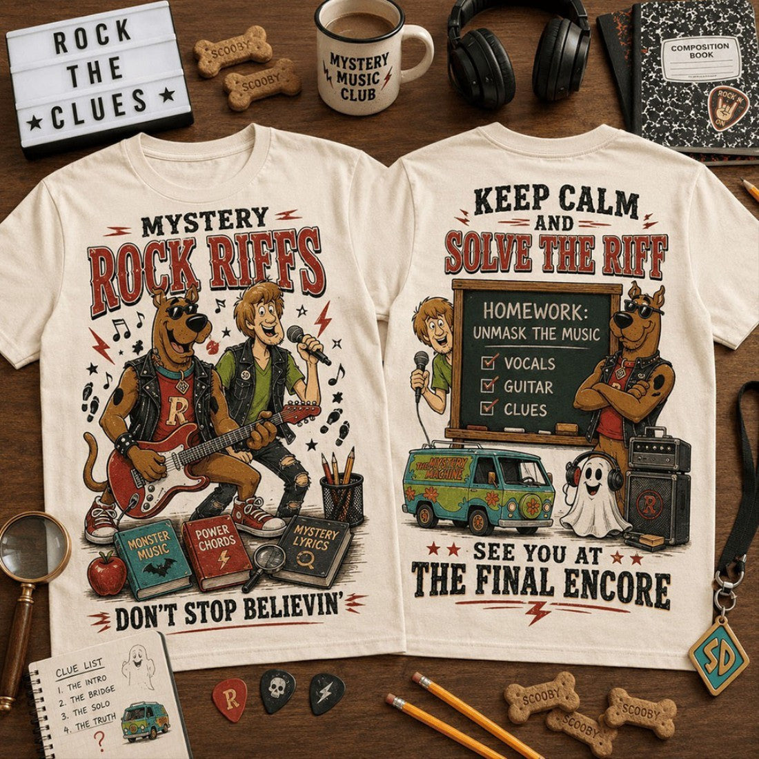 Scooby-Doo Mystery Rock Riffs T-Shirt Scooby-Doo Merch Rock Band Fan Gifts - Merchluma