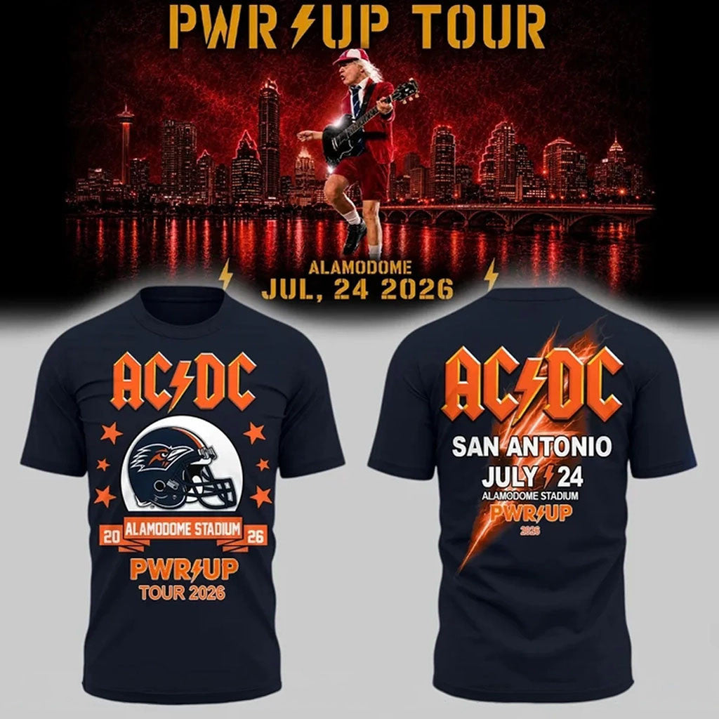 ACDC X UTSA Roadrunners Football Power Up Tour 2026 T-Shirt ACDC Concert Merch Band Fan Gifts - Merchluma