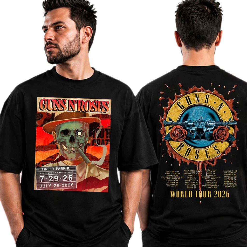 Guns N Roses Live In Tinley Park IL July 29 2026 Event Poster Shirt GNR World Tour Merch Black - Merchluma