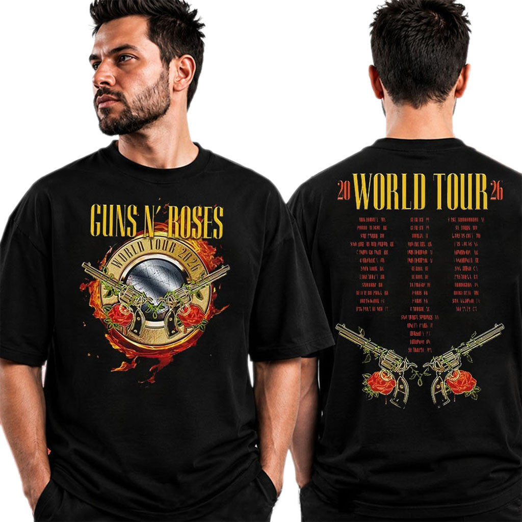 Guns N Roses Merch World Tour 2026 US Dates Admat T-Shirt Present For Rock Band Fans - Merchluma