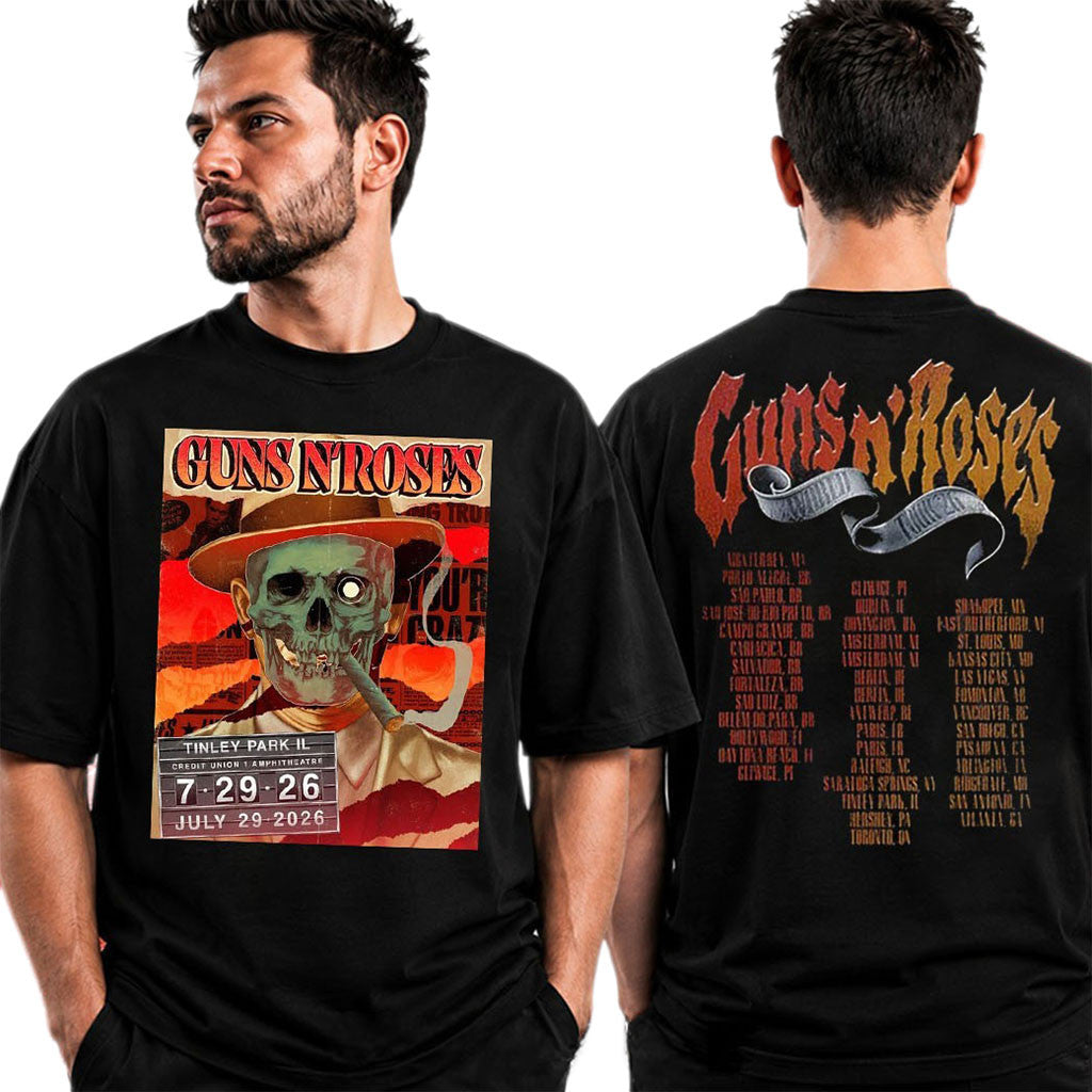 Guns N Roses Tinley Park IL 2026 Event Poster T-Shirt Credit Union 1 Amphitheatre Tee GNR Merch - Merchluma