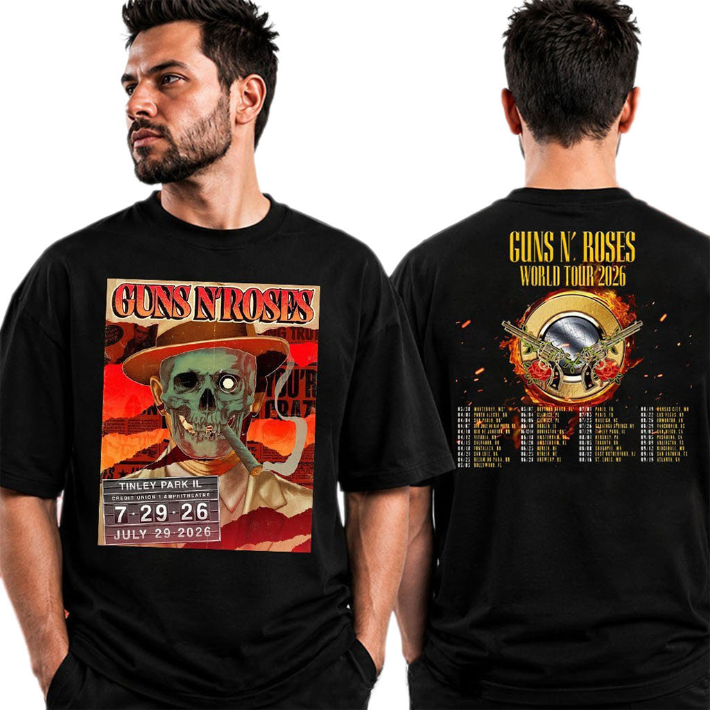 Guns N'Roses World Tour 2026 Event Poser T-Shirt GNR Merch Gift For Rock Band Fans - Merchluma