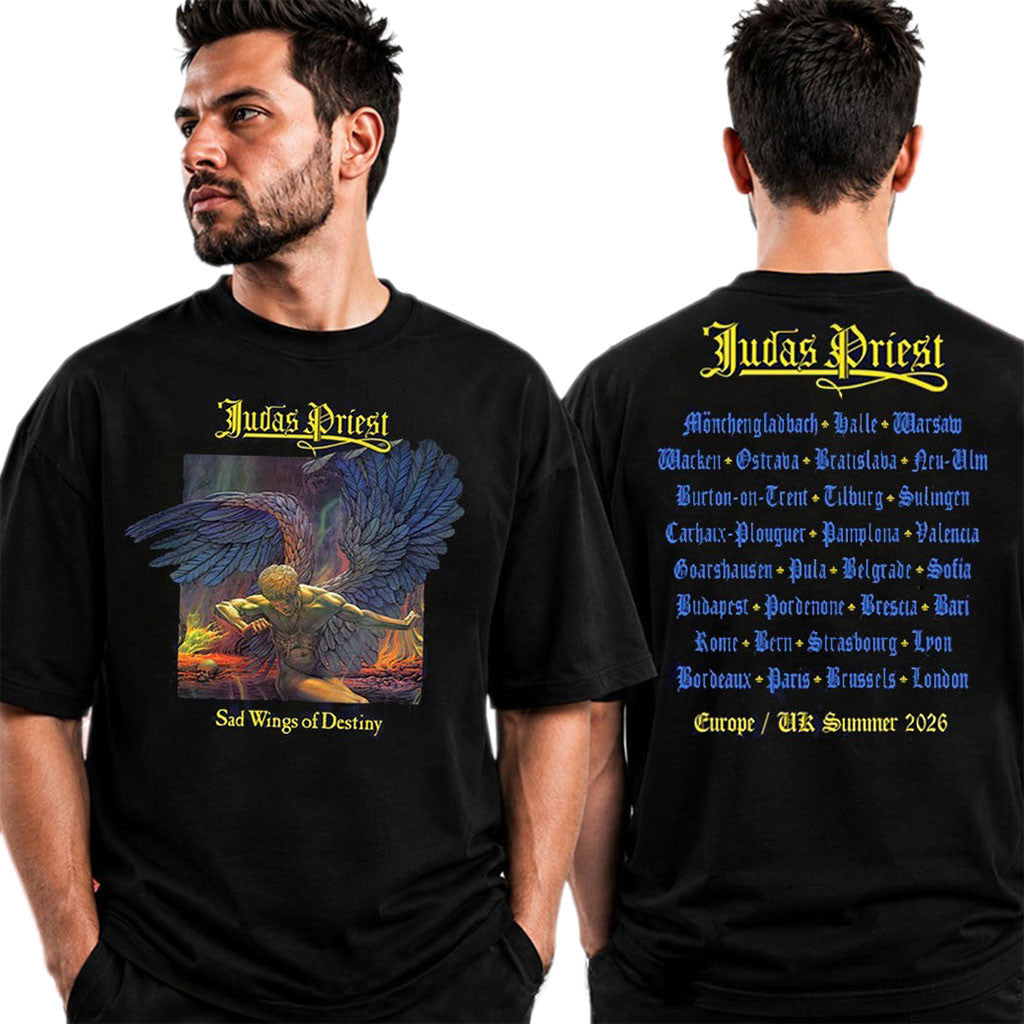 Judas Priest Merch Faithkeepers European UK Summer Tour 2026 Sad Wings Of Destiny Itin T-Shirt - Merchluma