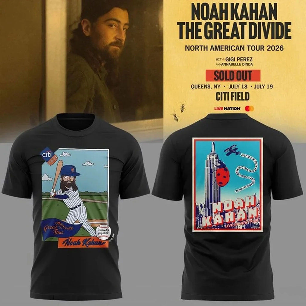 Noah Kahan X New York Mets Merch NK The Great Divide Tour 2026 T-Shirt Gift For Music Fans - Merchluma