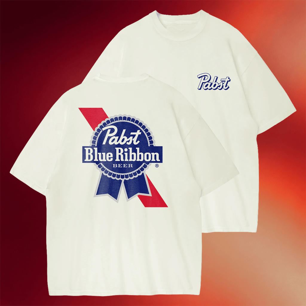 Pabst Blue Ribbon Merch 2026 Pabst Blue Ribbon Beer Logo T-Shirt Dad Fathers Day Gifts - Merchluma