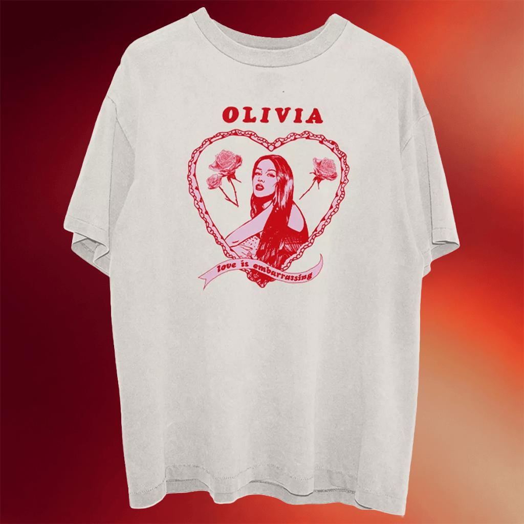 Olivia Rodrigo Merch Love Is Embarrassing T-Shirt Music Lover Gifts For Him - Merchluma