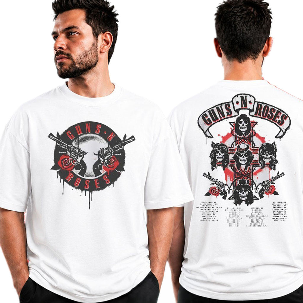Guns N Roses World Tour 2026 Merch Spray Painted T-Shirt GNR Merch Gift For Rock Band Fans - Merchluma