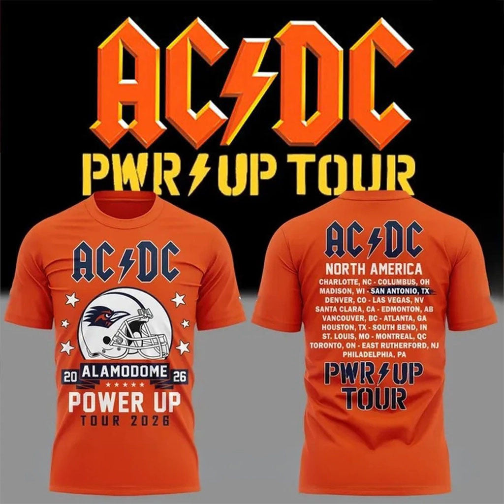ACDC X UTSA Roadrunners Football Power Up Tour 2026 T-Shirt ACDC Merch Gift For Music Lovers - Merchluma