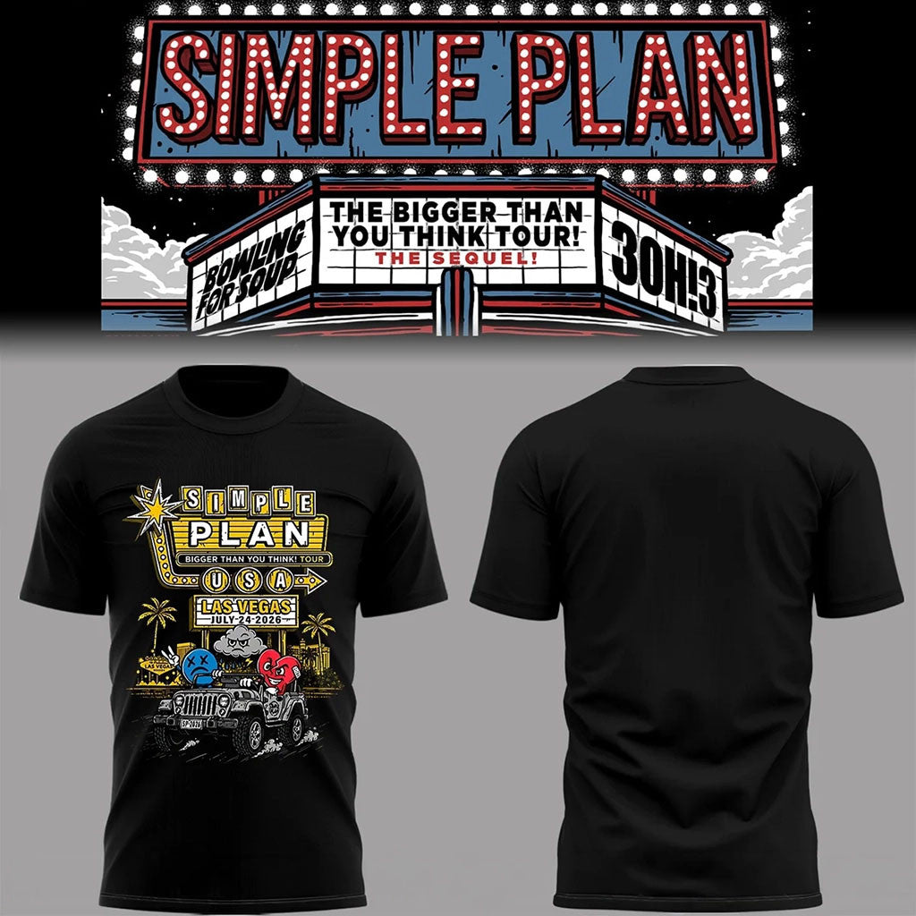Simple Plan Bigger Than You Think Tour 2026 T-Shirt Simple Plan Merch Gift For Rock Band Fans - Merchluma