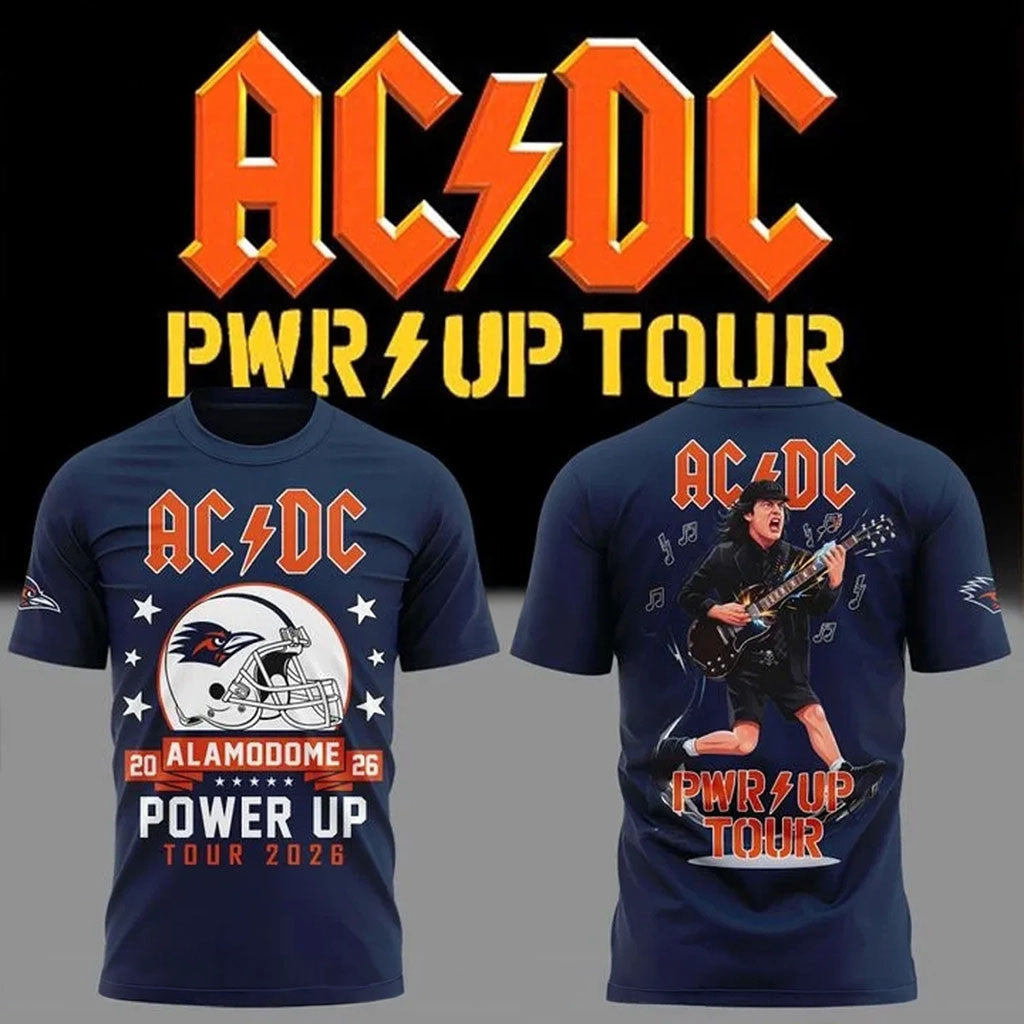 ACDC X Utsa Roadrunners Football Power Up Tour 2026 T-Shirt ACDC Merch Gift For Band Fans - Merchluma