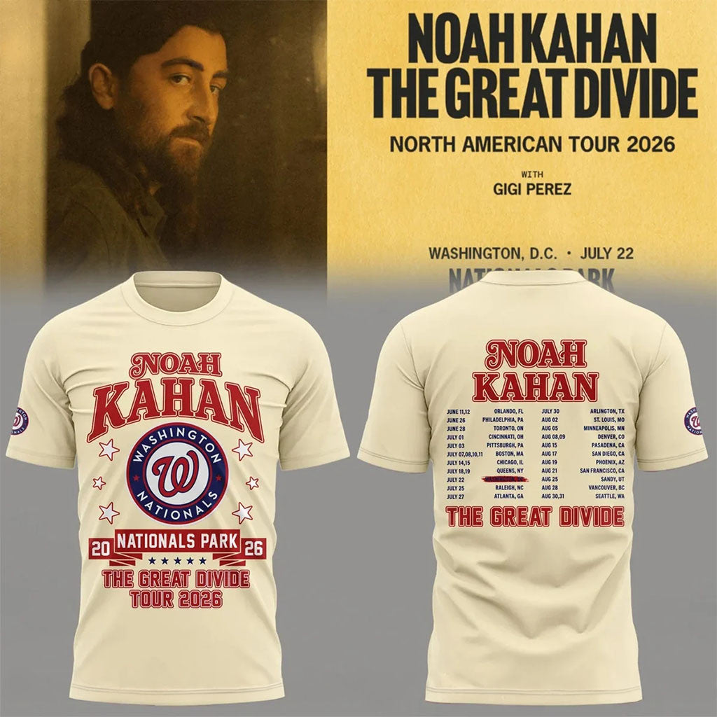 Noah Kahan The Great Divide Tour 2026 At Nationals Park T-Shirt Tour Dates Tee Noah Kahan Merch - Merchluma