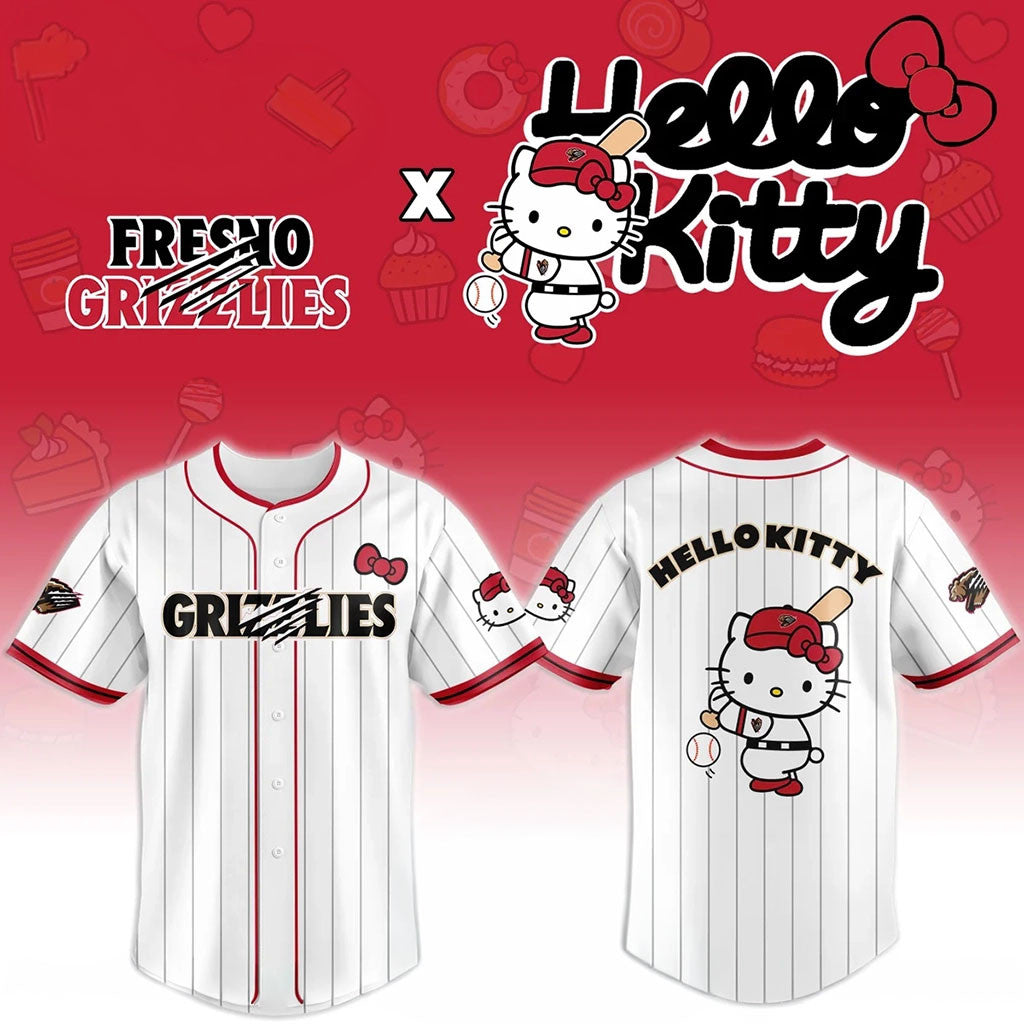 Fresno Grizzlies X Hello Kitty Night Baseball Jersey Fresno Grizzlies Merch Cute Gift For Fans - Merchluma