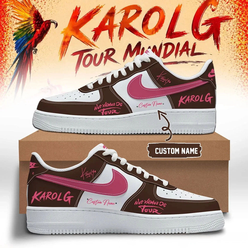 Personalized Karol G Merch Viajando Por El Mundo Tropitour Sneakers Best Gift For Music Fans - Merchluma