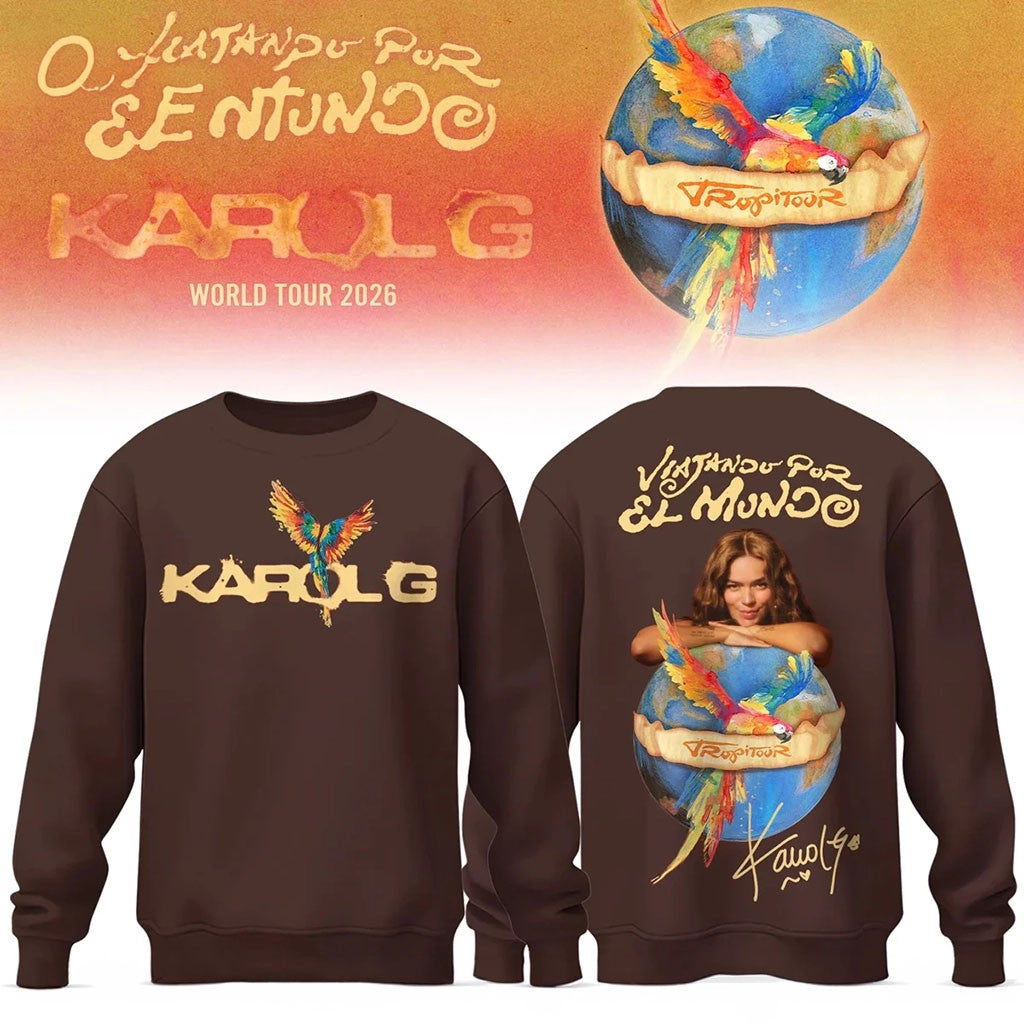 Karol G Viajando Por El Mundo Tropitour 2026 Sweatshirt Karol G Tour Merch Present For Fans - Merchluma