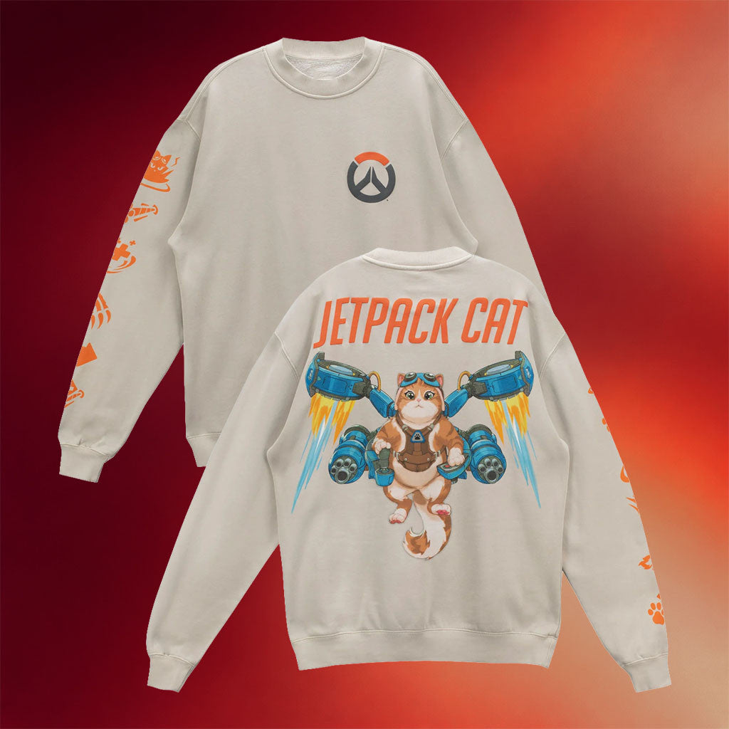 Overwatch Merch 2026 Jetpack Cat Crewneck Sweatshirt Cute Gift For Video Game Lovers - Merchluma