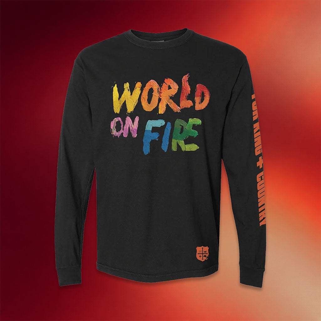 For King And Country Merch 2026 World On Fire Long Sleeve Shirt Black Gift Ideas For Fans - Merchluma
