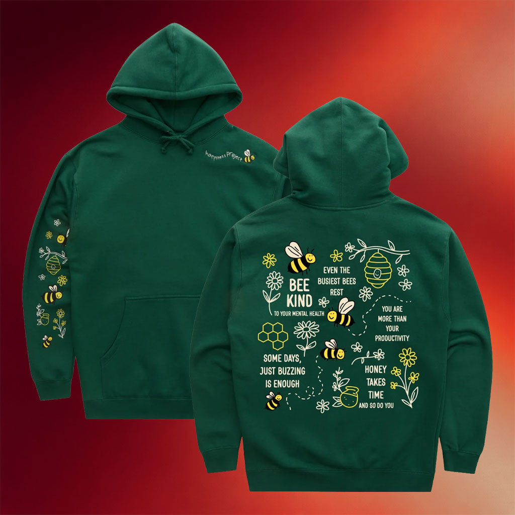 Happiness Project Merch 2026 Bee Kind Hoodie Positive Quotes Hoodie Gift For Best Friends - Merchluma