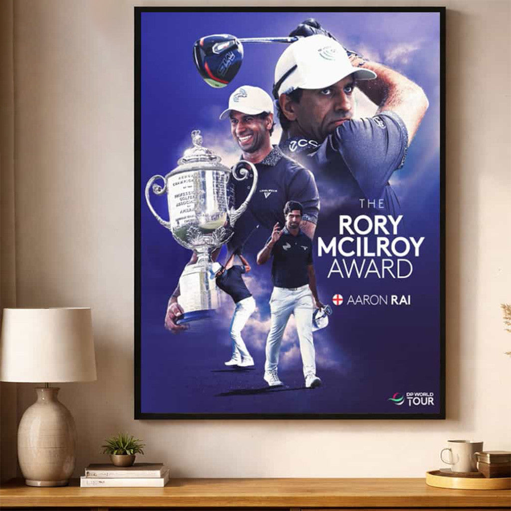 Congrats Aaron Rai Wins Rory McIlroy Award 2026 Poster Aaron Rai Merch Wall Art Decor For Fans - Merchluma