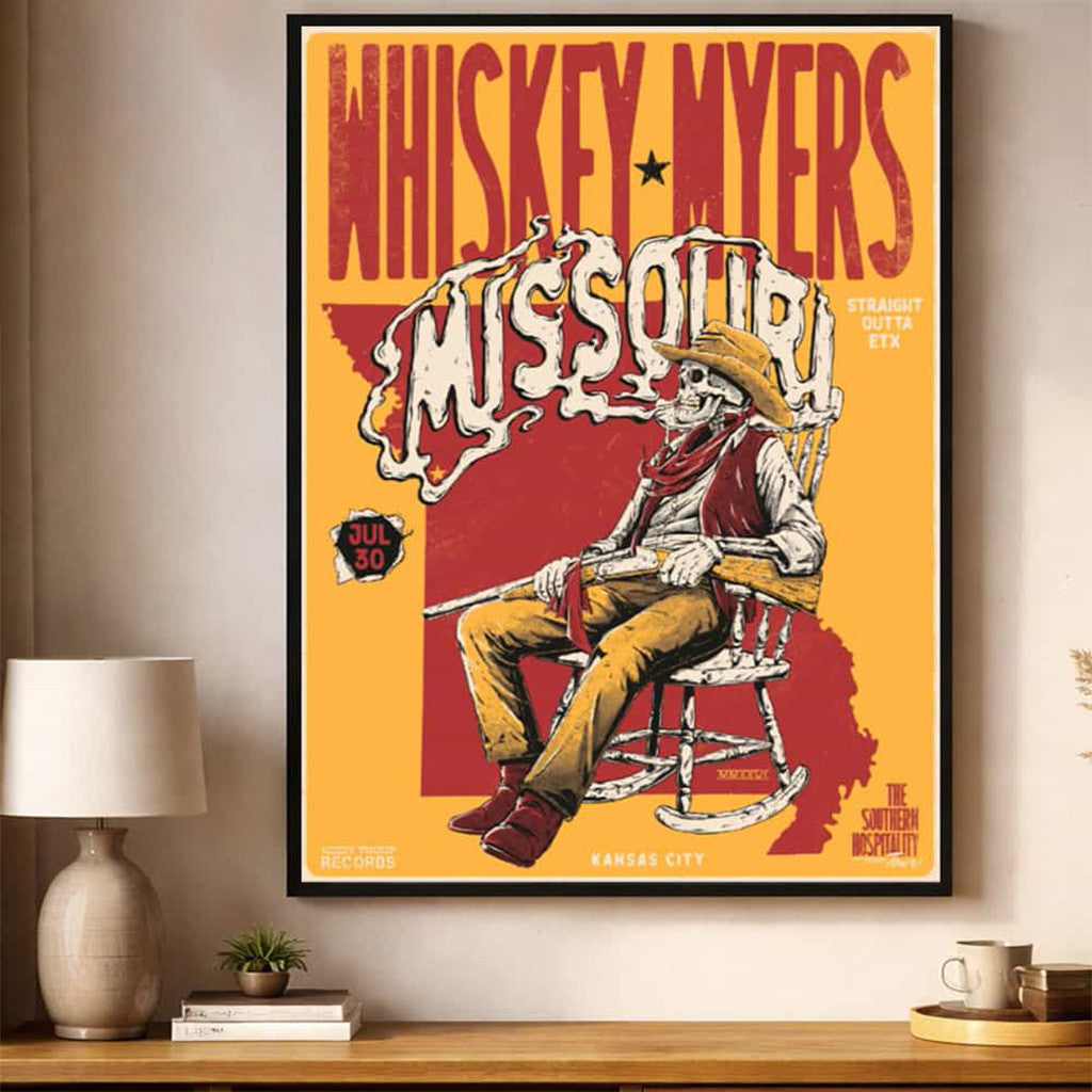 Whiskey Myers Kansas City 2026 Event Poster The Southern Hospitality Tour Merch Wall Art For Fan - Merchluma
