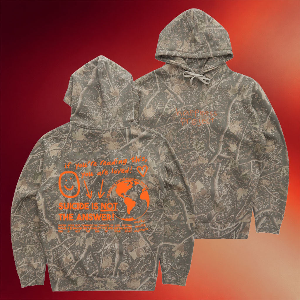 Happiness Project Merch 2026 Not The Answer Hoodie Camo Suicide Prevention Clothing Gift Ideas - Merchluma
