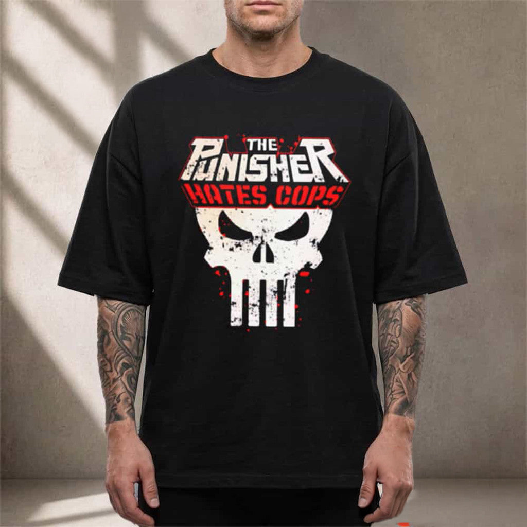 The Punisher Hates Cops Skull T-Shirt The Punisher Merch Gifts For Him - Merchluma