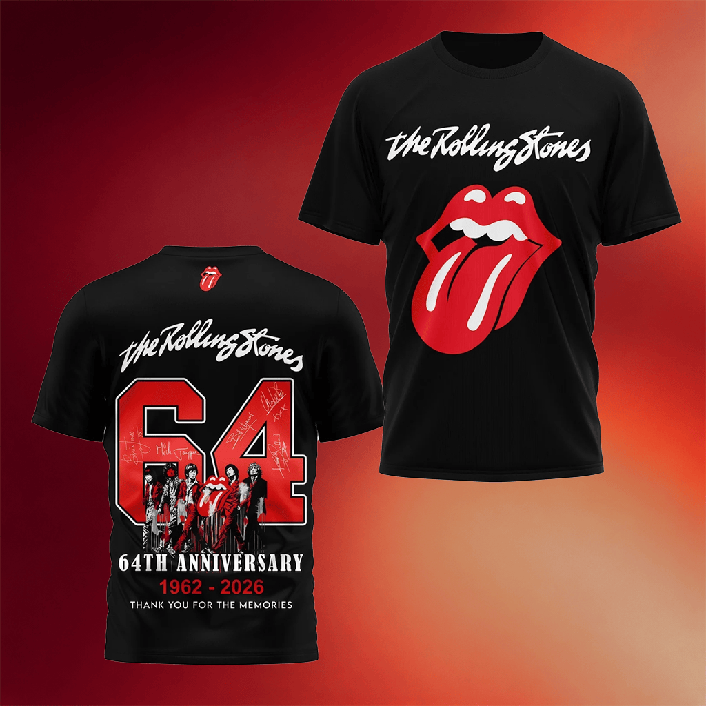 Rolling Stones 64Th Anniversary Tongue Logo Band Shirt Rolling Stones Merch Gifts For Rock Lovers - Merchluma