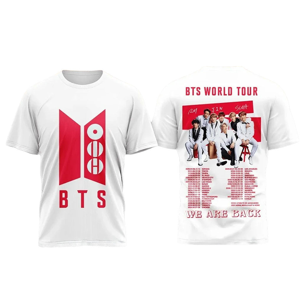 BTS World Tour We Are Back Concert Dates Shirt 2026 BTS Arirang Merch Gift For Music Lovers - Merchluma
