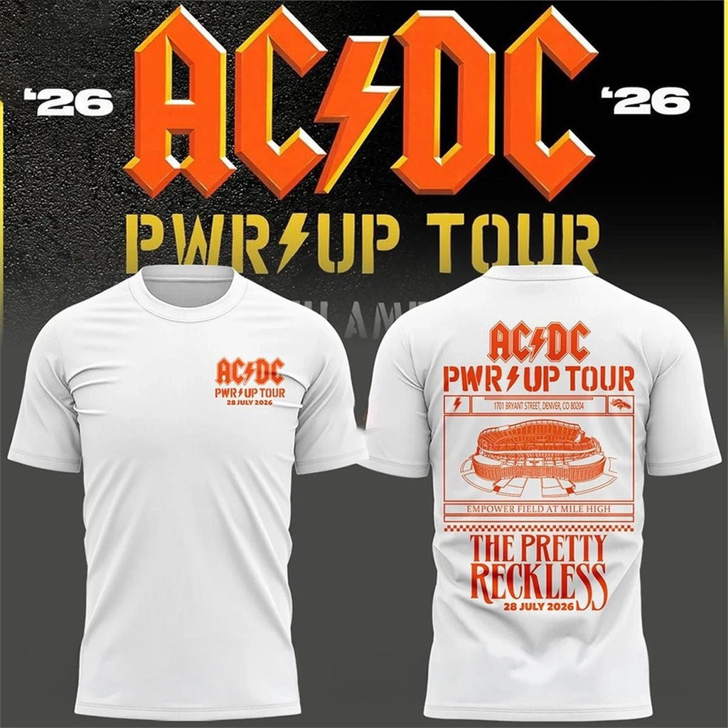 Denver Broncos X AC DC Power Up Tour 2026 T-Shirt The Pretty Reckless Shirt ACDC Merch - Merchluma