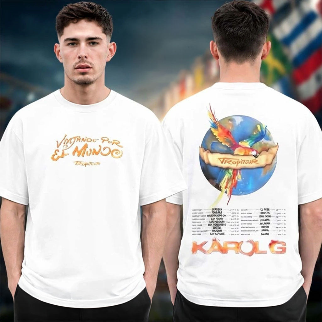 Karol G Merch Viajando Por El Mundo Tropitour 2026 Tour Dates Shirt Gift For Music Lovers - Merchluma