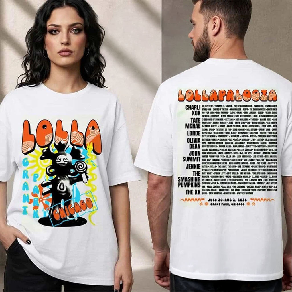 Lollapalooza Festival Chicago 2026 Merch Lolla Lolli Guide Lineup T-Shirt Concert Outfits - Merchluma