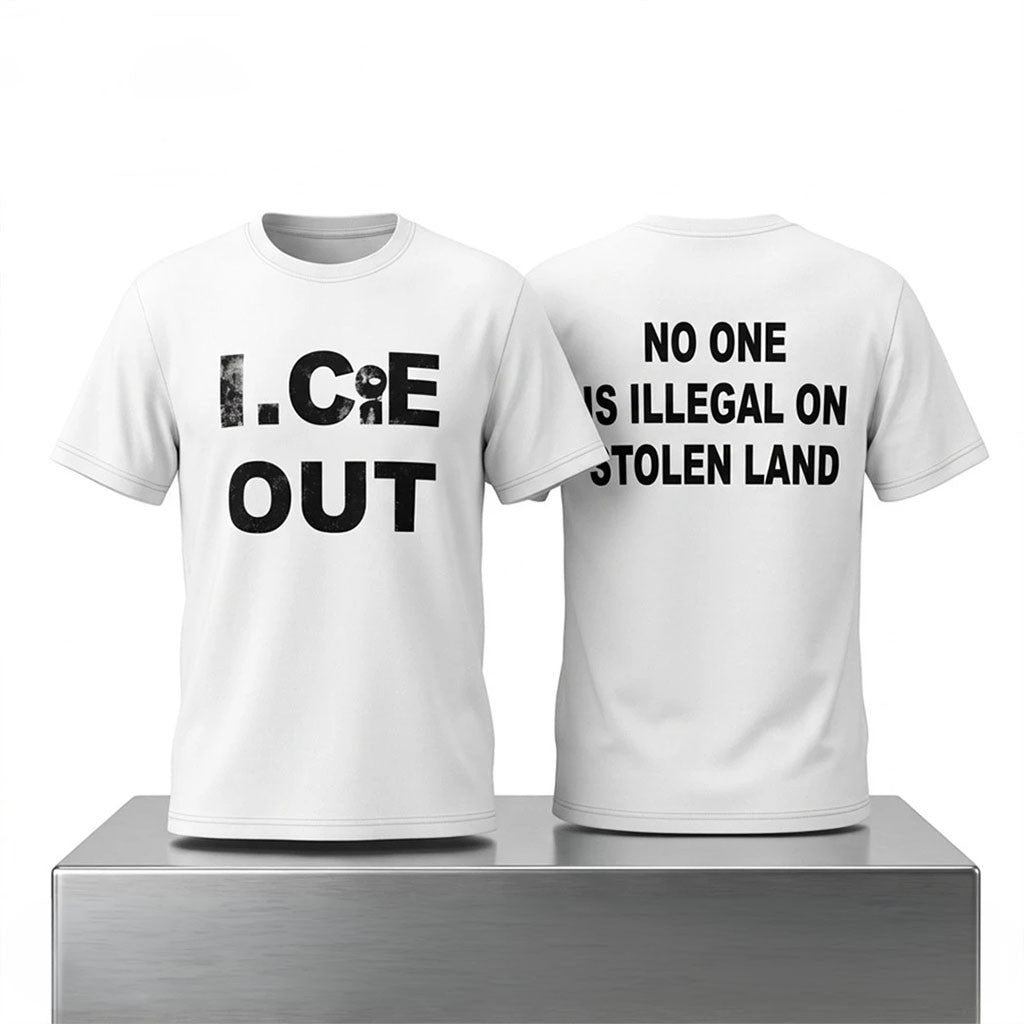 Ryan Garcia And N3on ICE Out No One Is Illegal On Stolen Land Shirt Political Gift Ideas - Merchluma