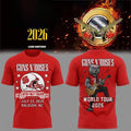Guns N' Roses X NC State Football World Tour 2026 Red T-Shirt GNR Merch Gift For Band Fans - Merchluma