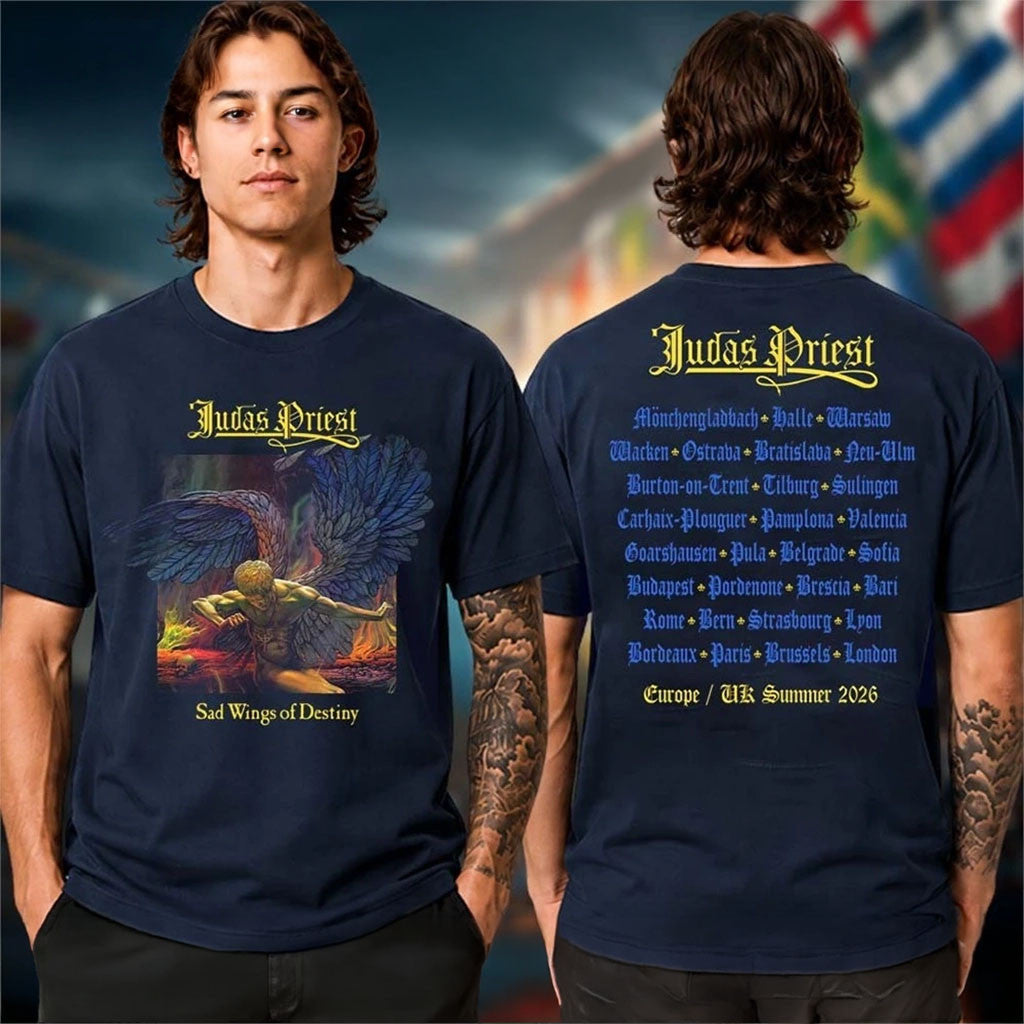 Judas Priest Merch Faithkeepers European UK Summer Tour 2026 Sad Wings Of Destiny Itin T-Shirt - Merchluma