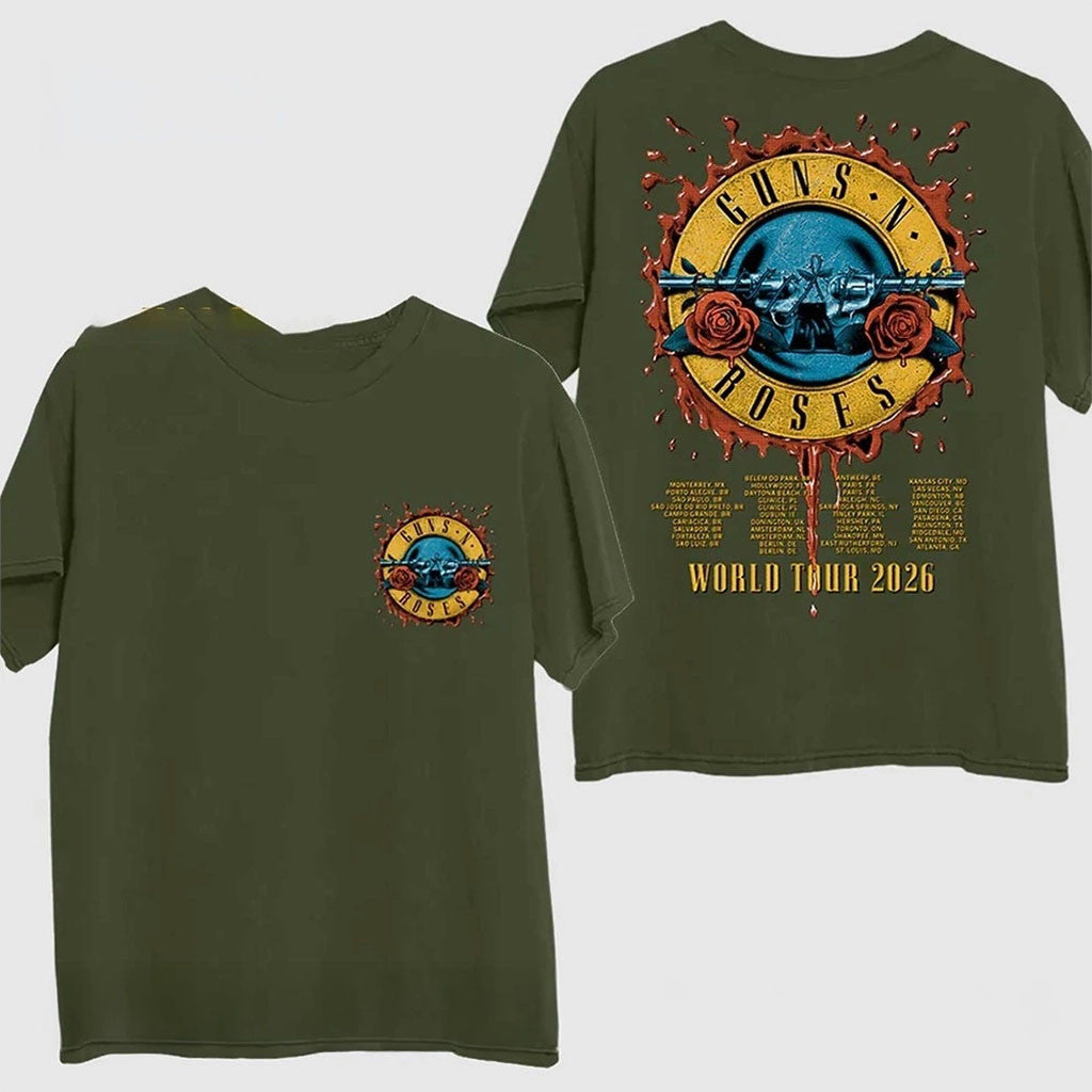Guns N' Roses World Tour Dates 2026 Logo T-Shirt GNR Merch Best Gift For Rock Band Fans - Merchluma