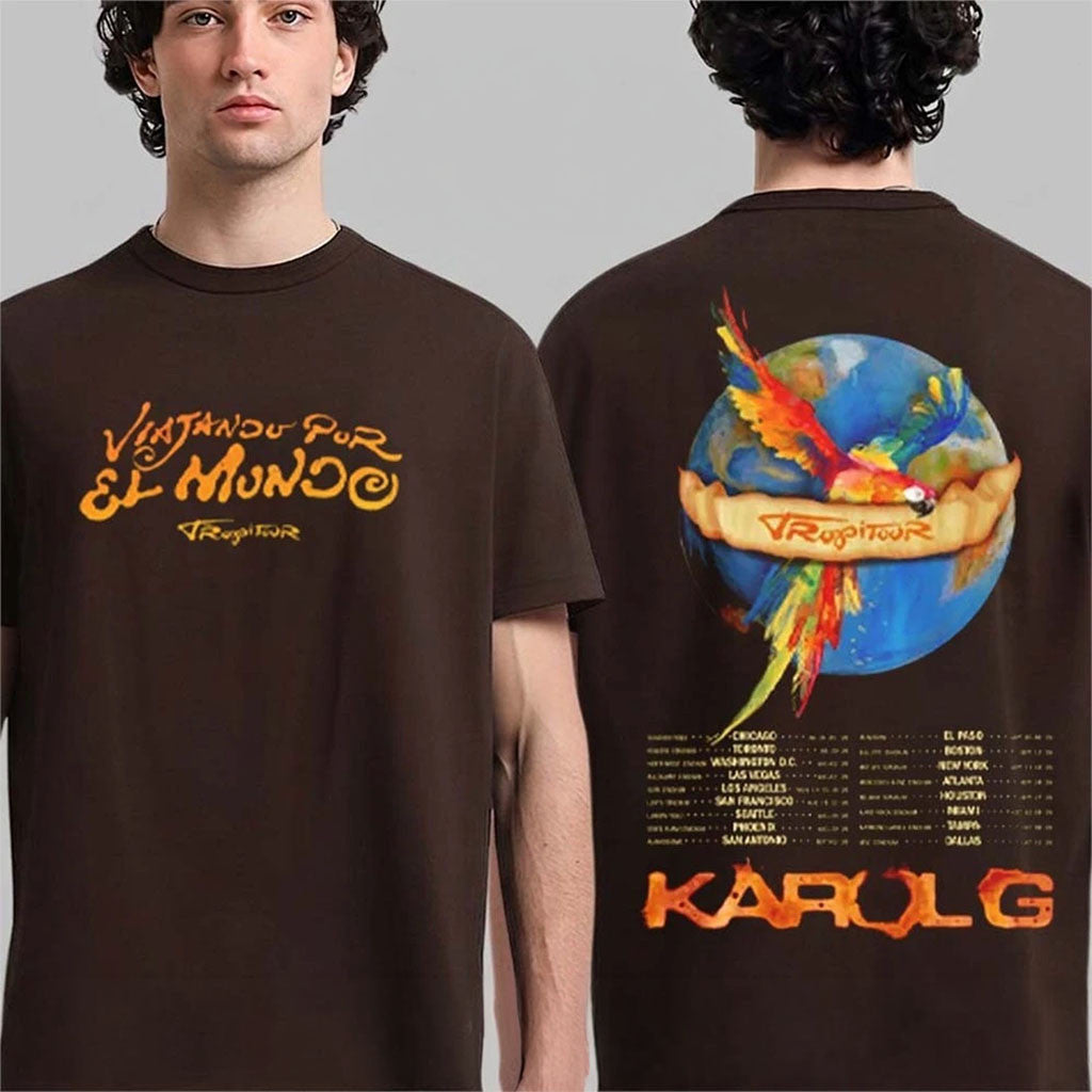 Karol G Viajando Por El Mundo Tropitour 2026 US T-Shirt Karol G Merch Present For Music Fans - Merchluma