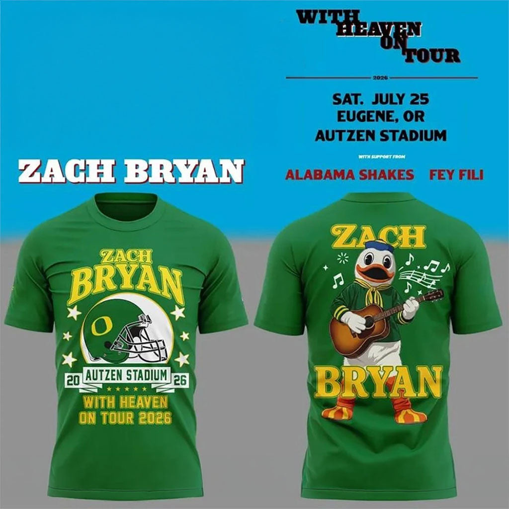 Zach Bryan X Oregon Football With Heaven On Tour In Autzen Stadium Mascot Shirt Zach Bryan Merch - Merchluma