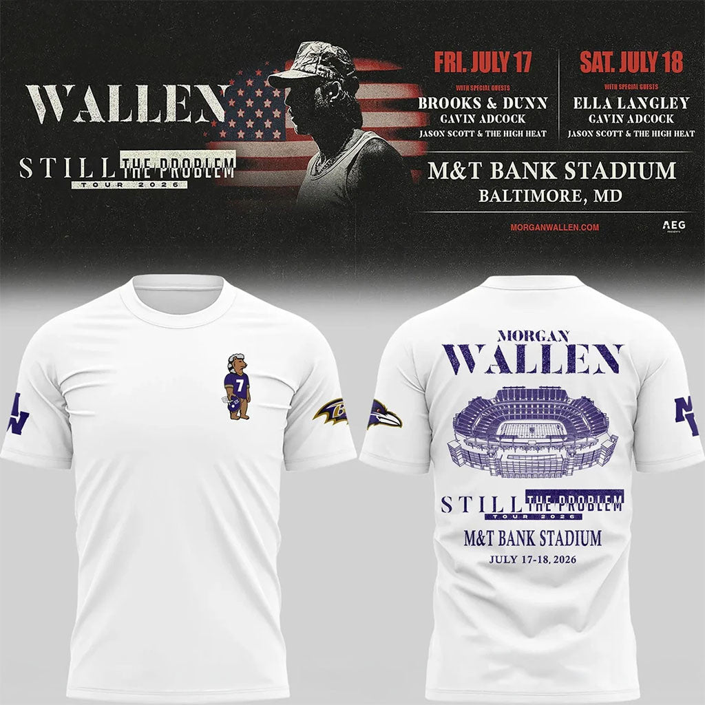Baltimore Ravens X Morgan Wallen Merch Still The Problem Tour 2026 T-Shirt MW Merch Fan Gifts - Merchluma
