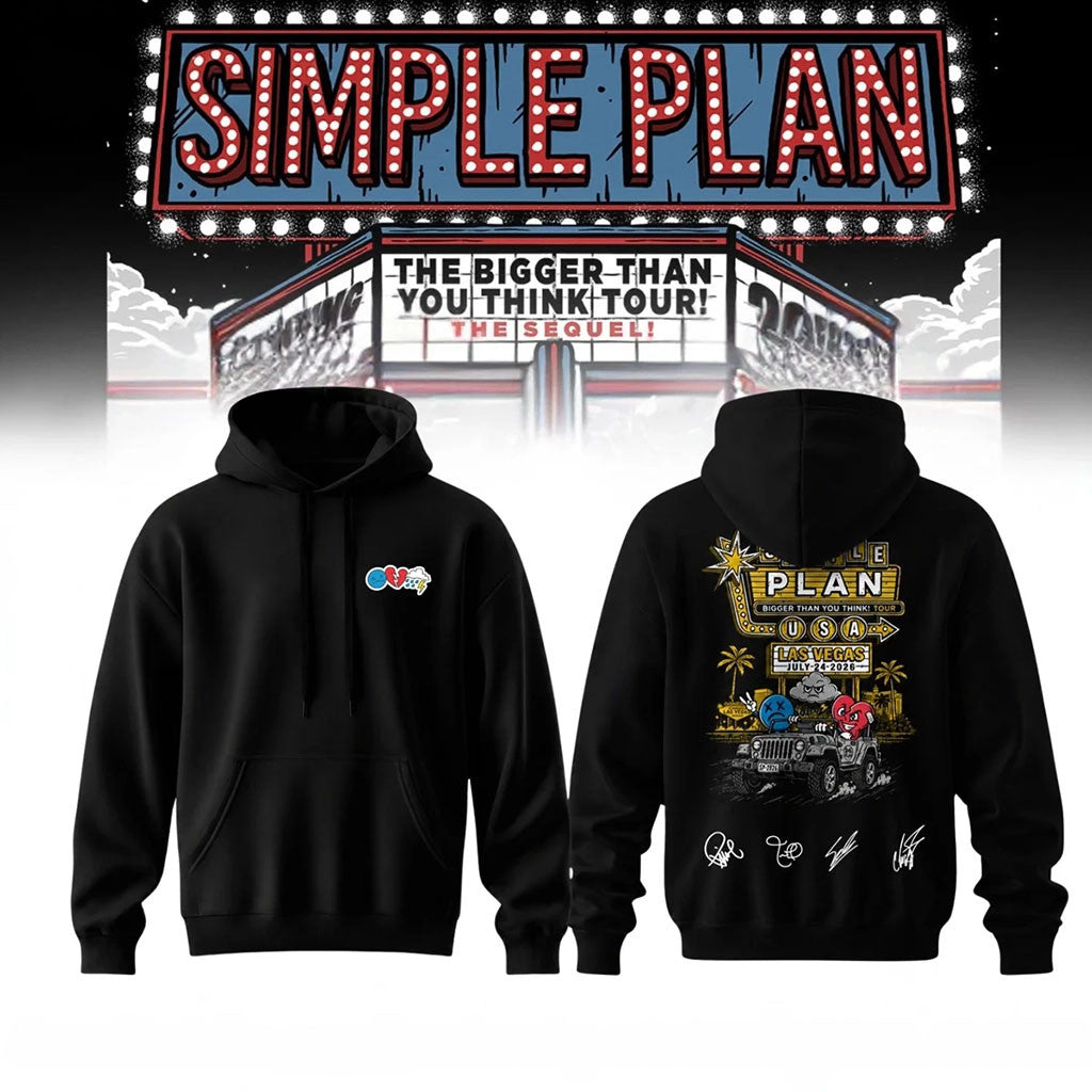 Simple Plan The Bigger Than You Think Tour Signature Hoodie Simple Plan Merch 2026 Fan Gifts - Merchluma