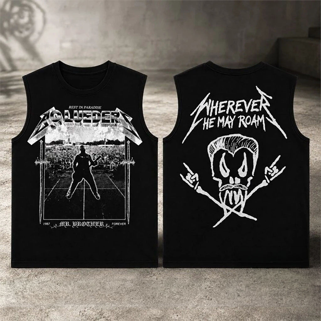 CM Punk HardLore Wherever He May Roam Tank Top Rest In Paradise Bo Lueders Merch Black - Merchluma