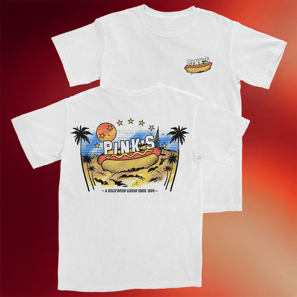 Pink's Hot Dogs Merch 2026 Hollywood Sign T-Shirt Pink's A Hollywood Legend Since 1939 Shirt - Merchluma