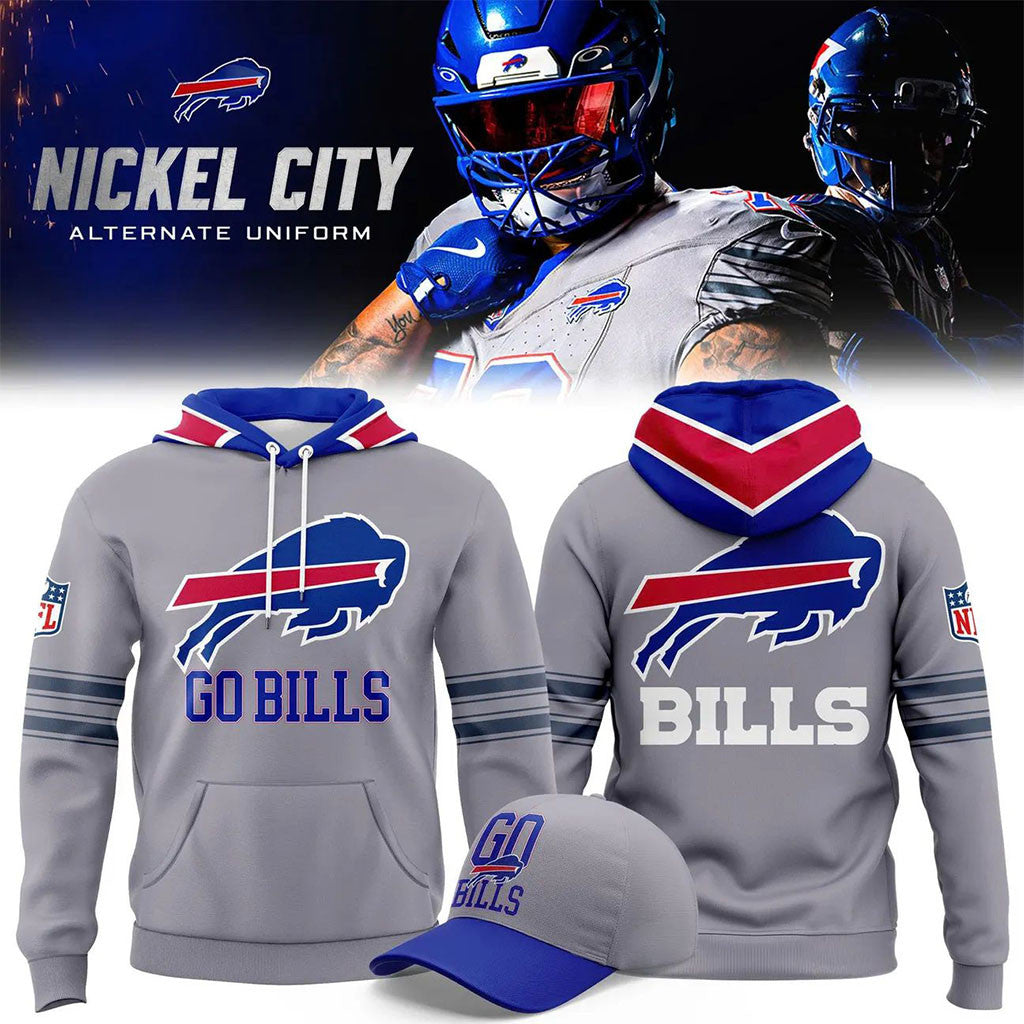 Buffalo Bills Nickel City Alternate Game Gray Hoodie Go Bills Merch Gift For Football Lovers - Merchluma