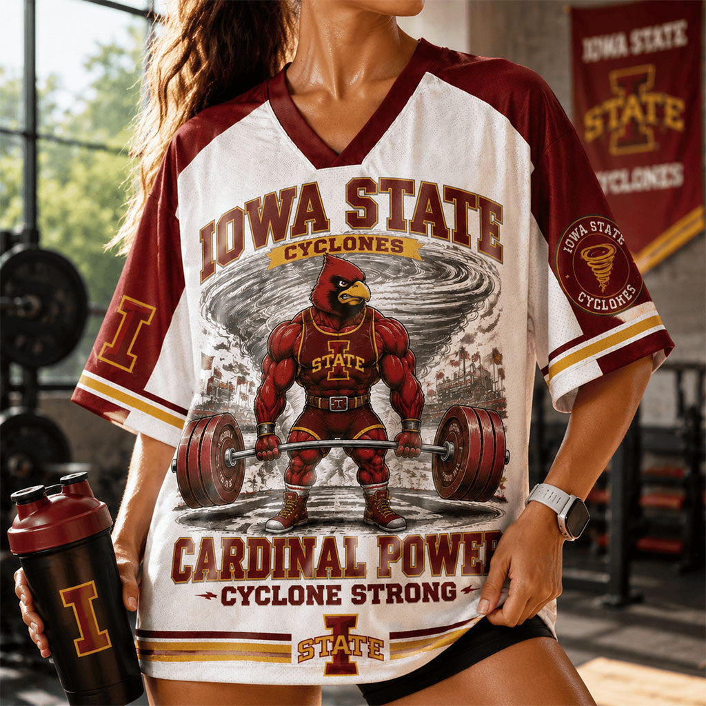 Iowa State Cyclones Merch 2026 Cardinal Power Cyclone Strong V-Neck Jersey Gifts For Gym Lovers - Merchluma