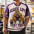 LSU Tigers Merch 2026 Geaux Lift Stay Thick V-Neck Jersey Power Pride Bayou Built Shirt Gifts - Merchluma