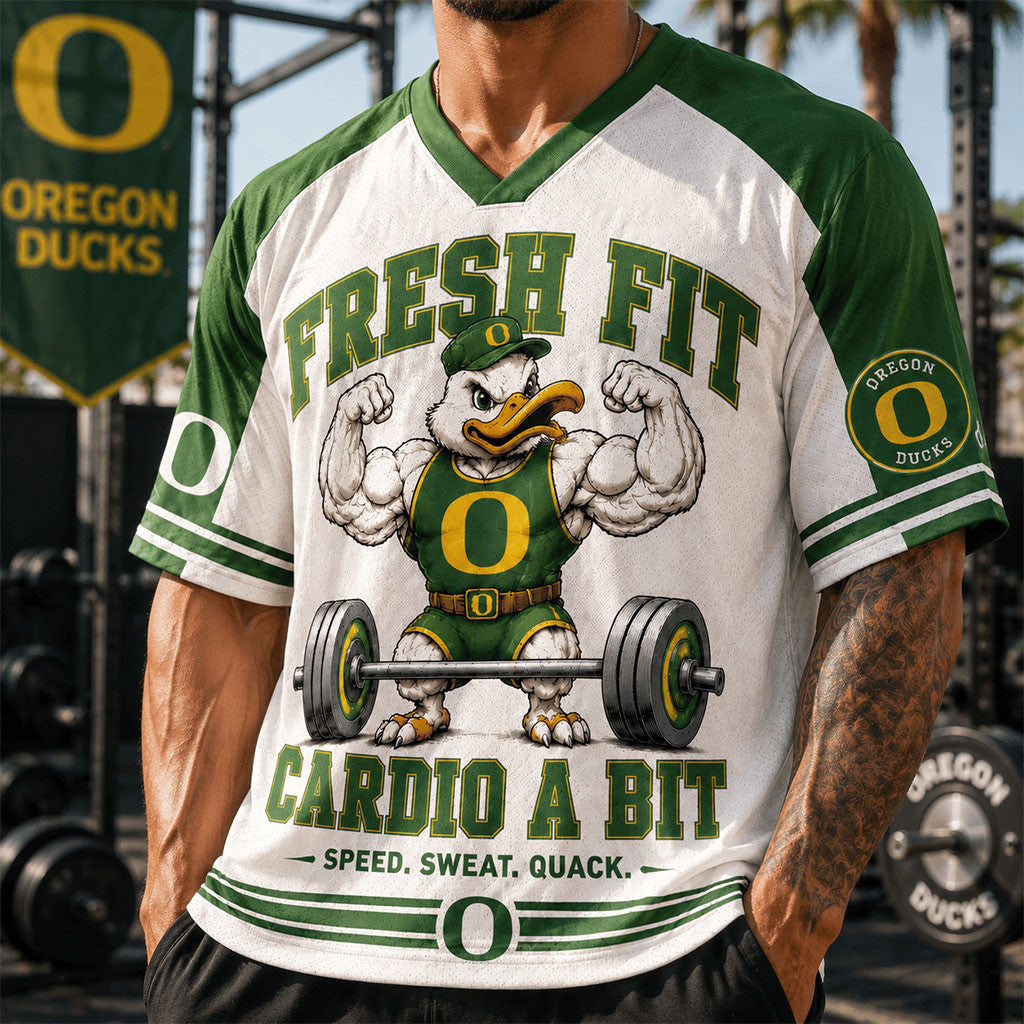 Oregon Ducks Merch 2026 Fresh Fit Cardio A Bit V-Neck Jersey Speed Sweat Quack Shirt Fan Gear - Merchluma