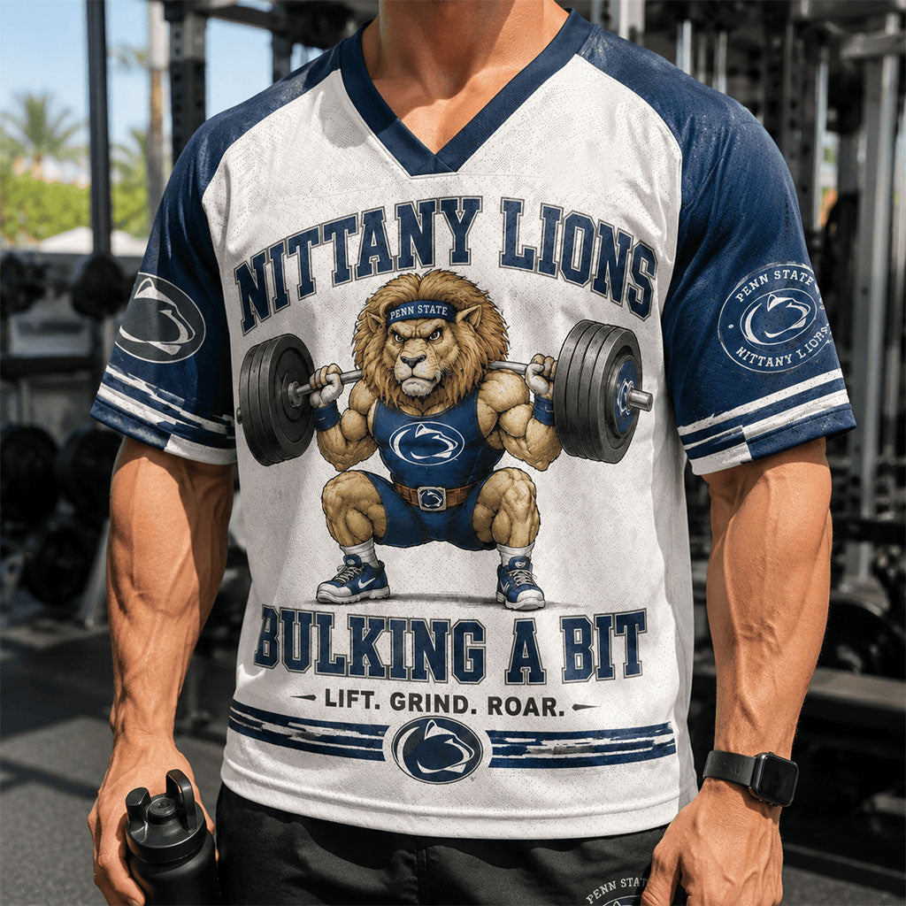 Penn State Nittany Lions Merch 2026 Nittany Lions Buliking A Bit V-Neck Jersey Workout Gifts - Merchluma