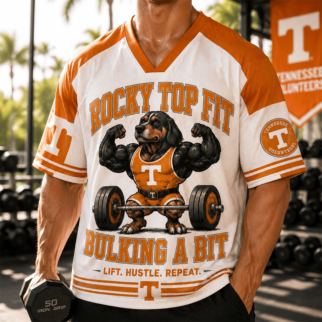 Tennessee Volunteers Merch 2026 Rocky Top Fit Bulking A Bit V-Neck Jersey Cool Workout Gifts - Merchluma