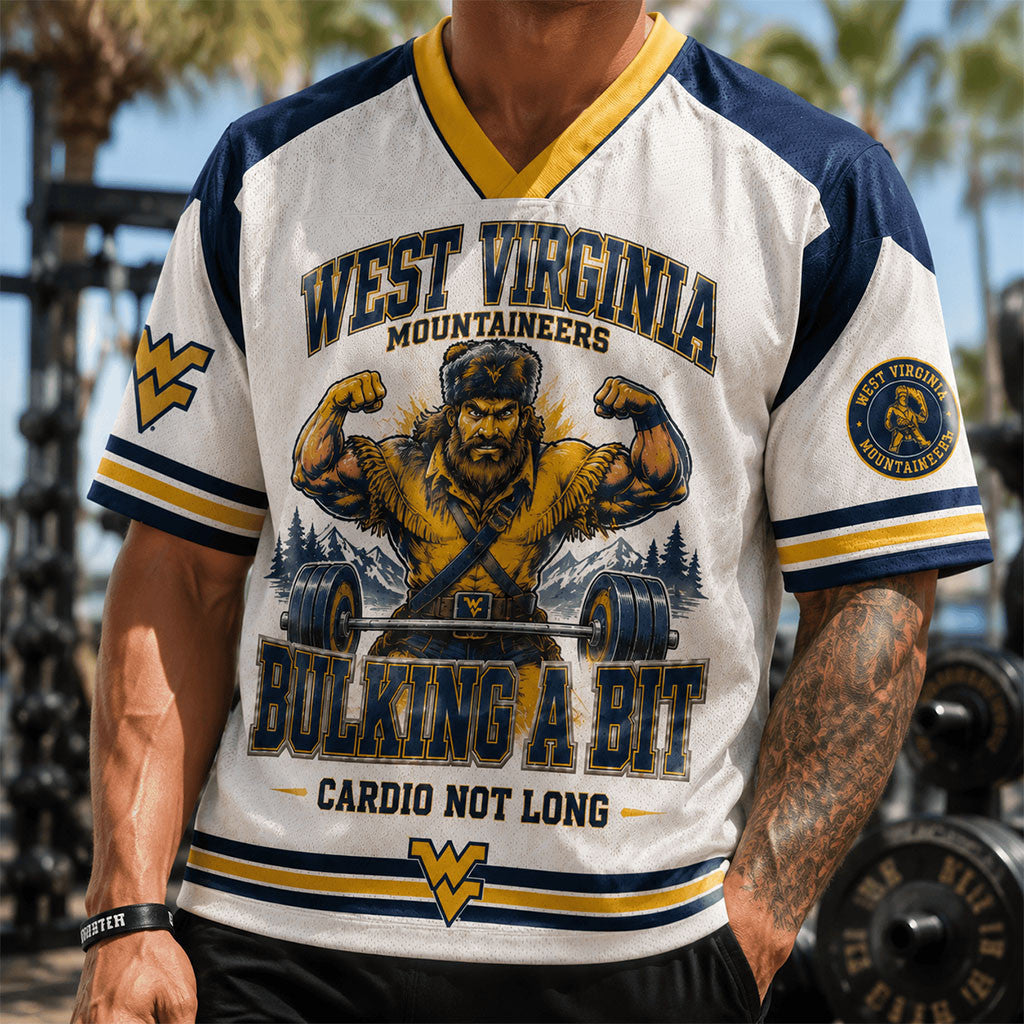 West Virginia Mountaineers Merch 2026 Bulking A Bit Cardio Not Long V-Neck Jersey Best Gifts - Merchluma