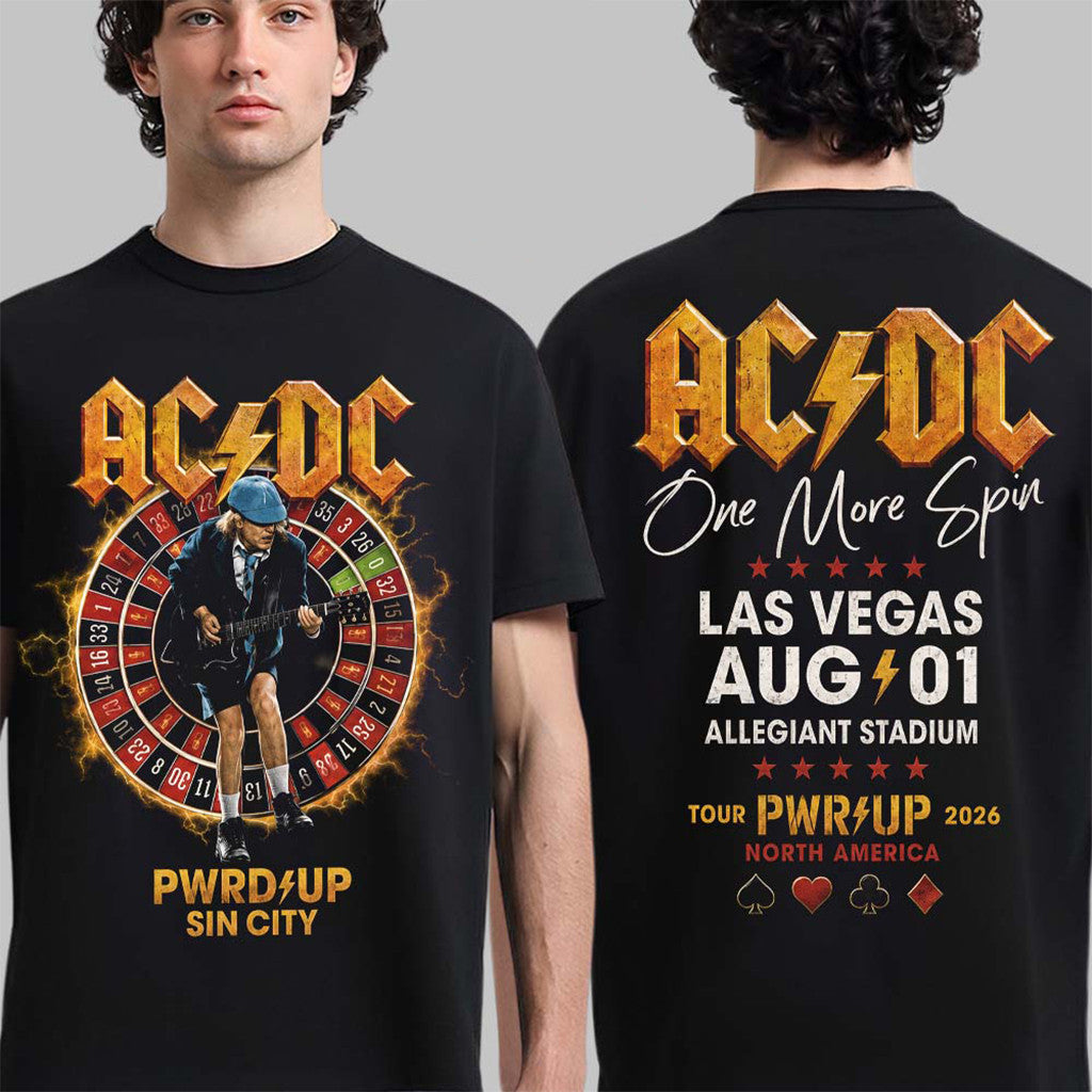 ACDC Las Vegas NV 2026 Shirt PWRD Up Sin City T-Shirt ACDC Merch Best Gifts For Music Lovers - Merchluma